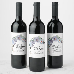 Étiquette Pour Bouteilles De Vin Fête des mariées Aquarelle Florale violet