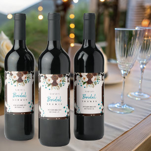 Étiquette Pour Bouteilles De Vin Fête des mariées de Fleur sauvage Western Rustic B