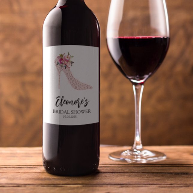 Étiquette Pour Bouteilles De Vin Fête des mariées de talons hauts roses (Créateur téléchargé)