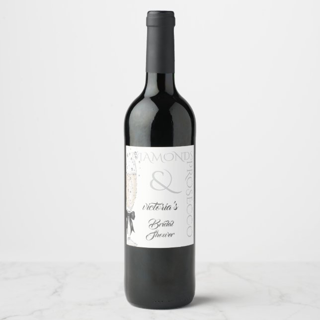 Étiquette Pour Bouteilles De Vin Fête des mariées Elegant Bow (Devant)