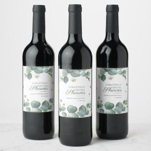 Étiquette Pour Bouteilles De Vin Fête des mariées végétale Eucalyptus