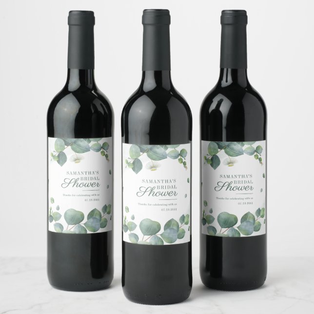 Étiquette Pour Bouteilles De Vin Fête des mariées végétale Eucalyptus (Bouteilles)