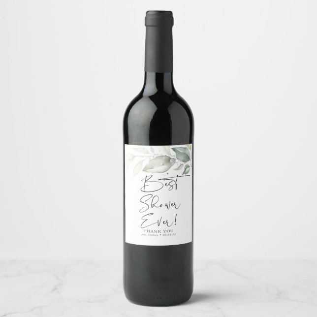 Étiquette Pour Bouteilles De Vin Fête des mariées verdoyante Auberges Merci Cadeau (Devant)
