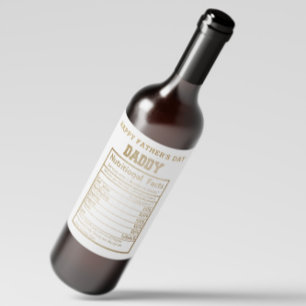 Étiquette Pour Bouteilles De Vin Fête des pères de données nutritionnelles papa