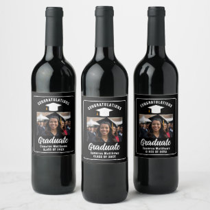 Étiquette Pour Bouteilles De Vin Fête d'études de la photographie moderne noir blan