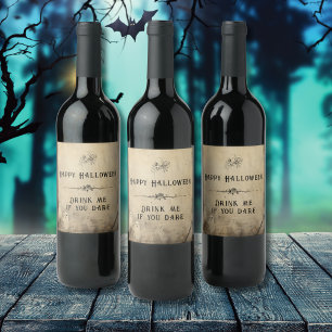 Étiquette Pour Bouteilles De Vin Fête d'Halloween pour adultes Vintage Fantôme Crân