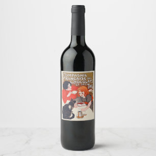 Étiquette Pour Bouteilles De Vin Fête du chocolat français Steinlen Art