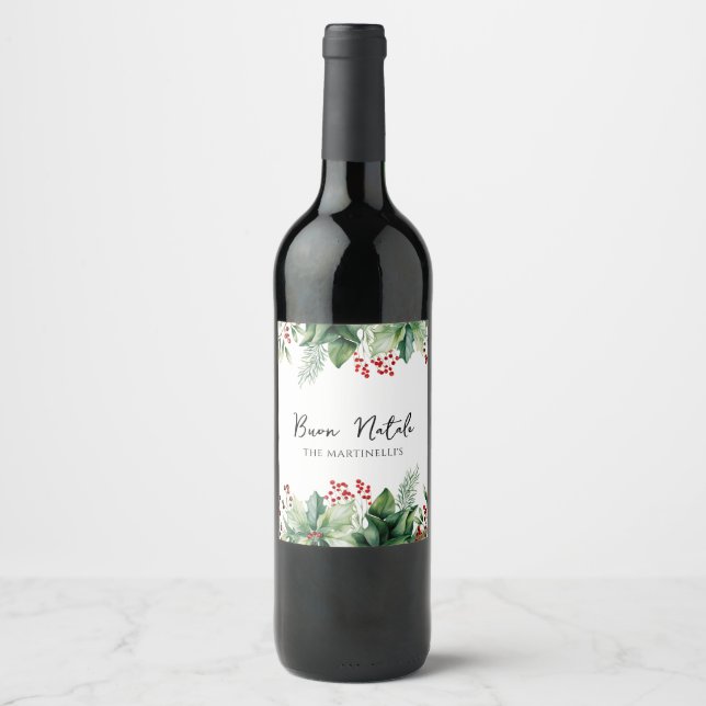 Étiquette Pour Bouteilles De Vin fête nationale de Noël italienne (Devant)