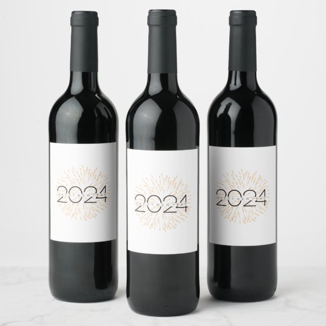Étiquette Pour Bouteilles De Vin Fêtes étincelantes : 2024 (Bouteilles)