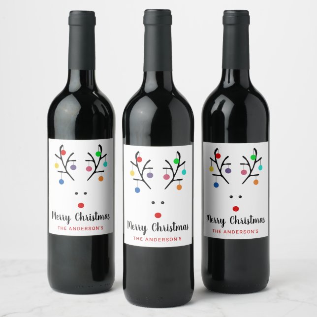 Étiquette Pour Bouteilles De Vin Fêtes modernes Noël de rennes fantaisie (Bouteilles)