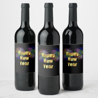 Étiquette Pour Bouteilles De Vin Feu d'artifice du Nouvel An
