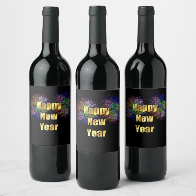 Étiquette Pour Bouteilles De Vin Feu d'artifice du Nouvel An (Bouteilles)