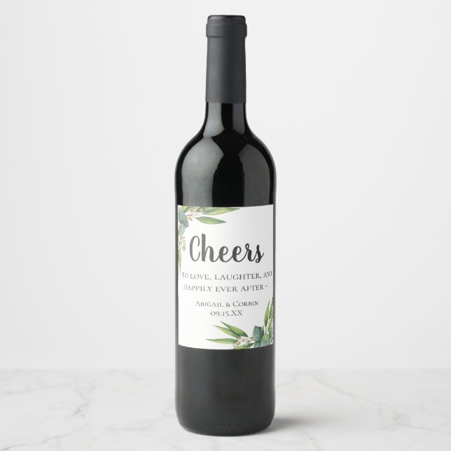Étiquette Pour Bouteilles De Vin Feuillage Eucalyptus Personnalisé (Devant)
