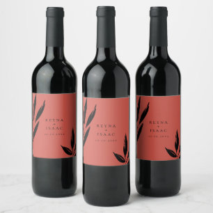 Étiquette Pour Bouteilles De Vin Feuillage Foncé Moderne Personnalisé