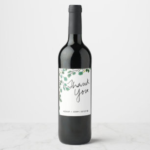 Étiquette Pour Bouteilles De Vin Feuille de eucalyptus dessinée à la main Merci