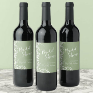 Étiquette Pour Bouteilles De Vin Feuilles Botaniques Vert Sauge Enterrement de Vie