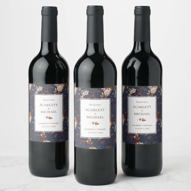 Étiquette Pour Bouteilles De Vin Feuilles d'automne de la Marine (Bouteilles)