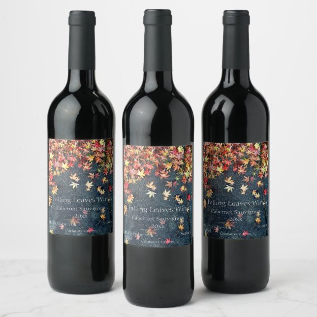 Étiquette Pour Bouteilles De Vin Feuilles d'automne sur le trottoir (Bouteilles)