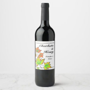 Étiquette Pour Bouteilles De Vin Feuilles d'érable multicolores