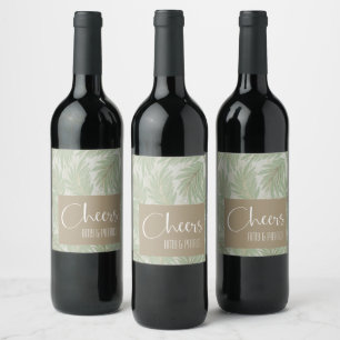 Étiquette Pour Bouteilles De Vin Feuilles Tropical Vert et Or sur Sage