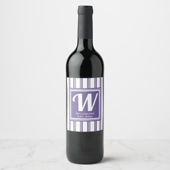 Étiquette Pour Bouteilles De Vin Fiançailles mariage Monogramme initial moderne (Devant)