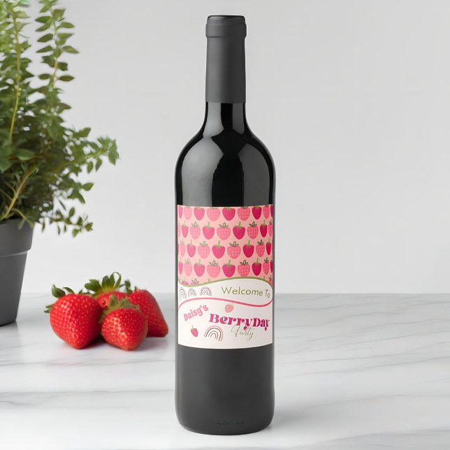 Étiquette Pour Bouteilles De Vin Fields fraises délicieux Anniversaire (Créateur téléchargé)