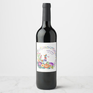 Étiquette Pour Bouteilles De Vin FIESTA Cactus Artisanat Fleurs Personnalisé