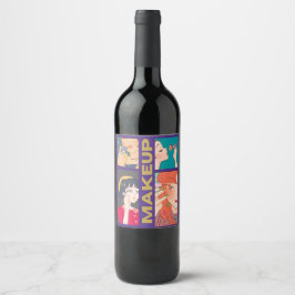 ÉTIQUETTE POUR BOUTEILLES DE VIN FILLES MAKEUP