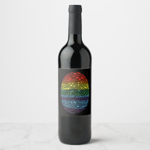 Étiquette Pour Bouteilles De Vin Fingerprint LGBTQ Fière gay lesbienne Rainbow Prid