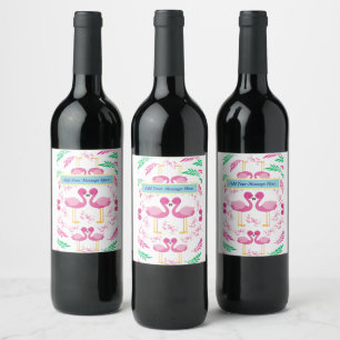 Étiquette Pour Bouteilles De Vin Flamant rose rose