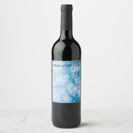Étiquette Pour Bouteilles De Vin Flammes de neige de Noël sur un arrière - plan ble