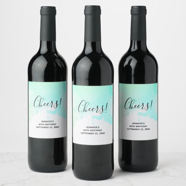 Étiquette Pour Bouteilles De Vin Flèches Abstraites vert et bleu (Bouteilles)