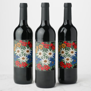 Étiquette Pour Bouteilles De Vin Fleur alpine suisse Edelweiss
