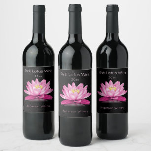 Étiquette Pour Bouteilles De Vin Fleur de lotte rose chaud