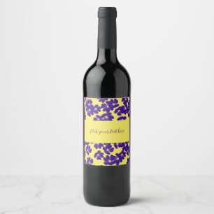 Étiquette Pour Bouteilles De Vin Fleur jaune et violet personnalisée