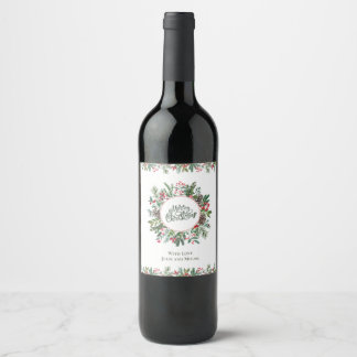 Étiquette Pour Bouteilles De Vin Fleur Joyeux Noël