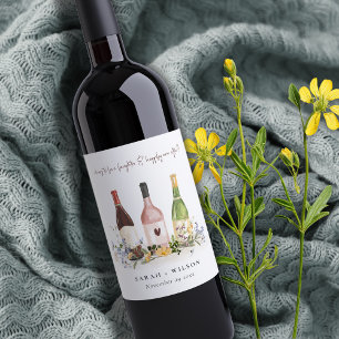 Étiquette Pour Bouteilles De Vin Fleur sauvage Cheers to Love Wine Bottts Mariage