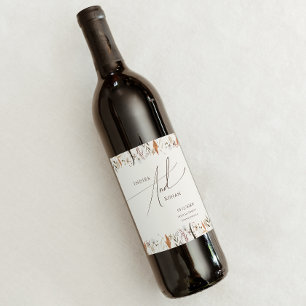 Étiquette Pour Bouteilles De Vin Fleur sauvage d'automne Boho Mariage beige