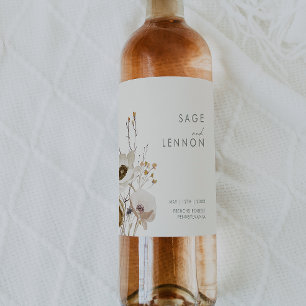 Étiquette Pour Bouteilles De Vin Fleur sauvage lunatique   Étiquette de vin Mariage