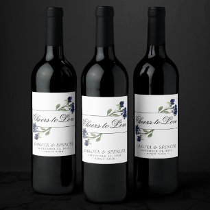 Étiquette Pour Bouteilles De Vin Fleur sauvage   Mariage classique de Jardin Bohème