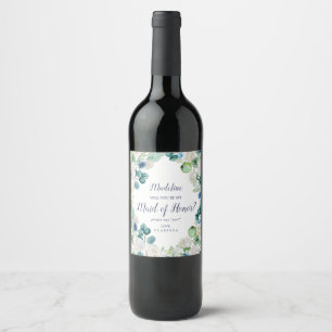 Étiquette Pour Bouteilles De Vin Fleurs blanches classiques Maid of Honor Propositi