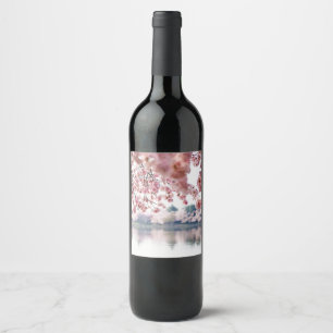 Étiquette Pour Bouteilles De Vin Fleurs de cerisiers