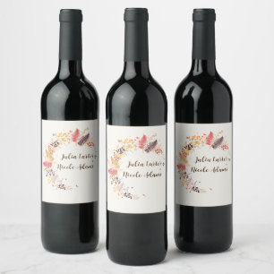 Étiquette Pour Bouteilles De Vin Fleurs de forêt sauvage Mariage de feuillage de ch