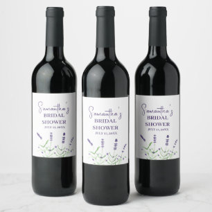 Étiquette Pour Bouteilles De Vin Fleurs de lavande Fête des mariées d'aquarelle vio