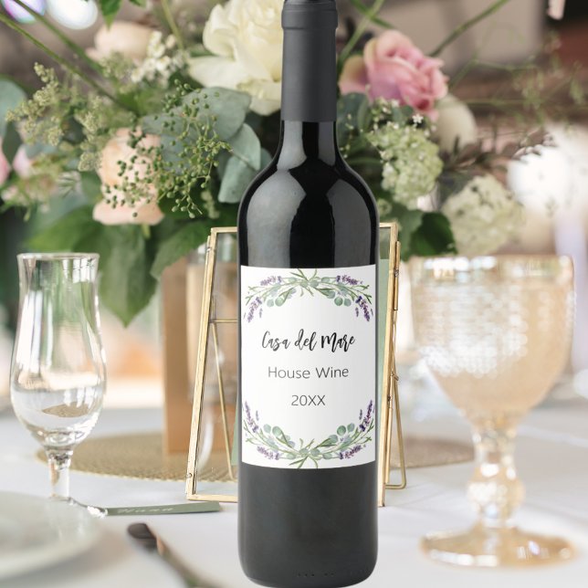 Étiquette Pour Bouteilles De Vin Fleurs de lavande verdure maison vin (Créateur téléchargé)