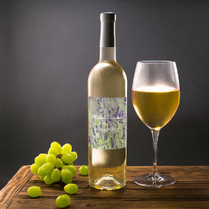 Étiquette Pour Bouteilles De Vin Fleurs de lavande violette Personnalisées Florales