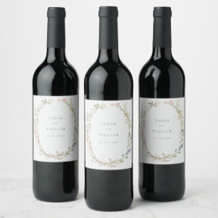 Étiquette Pour Bouteilles De Vin Fleurs de prairie romantique Mariage