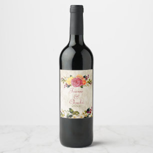 Étiquette Pour Bouteilles De Vin Fleurs et baies