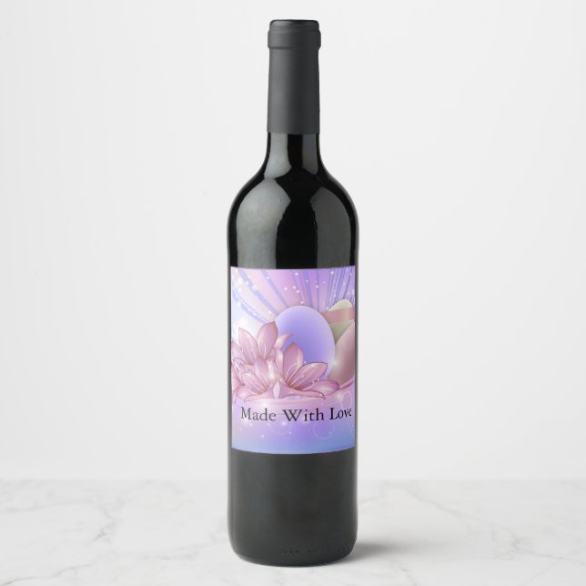 Étiquette Pour Bouteilles De Vin Fleurs et oeufs sur un arrière - plan pastel color (Devant)
