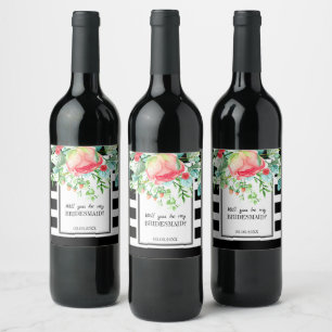 Étiquette Pour Bouteilles De Vin Fleurs Et Traces Noires